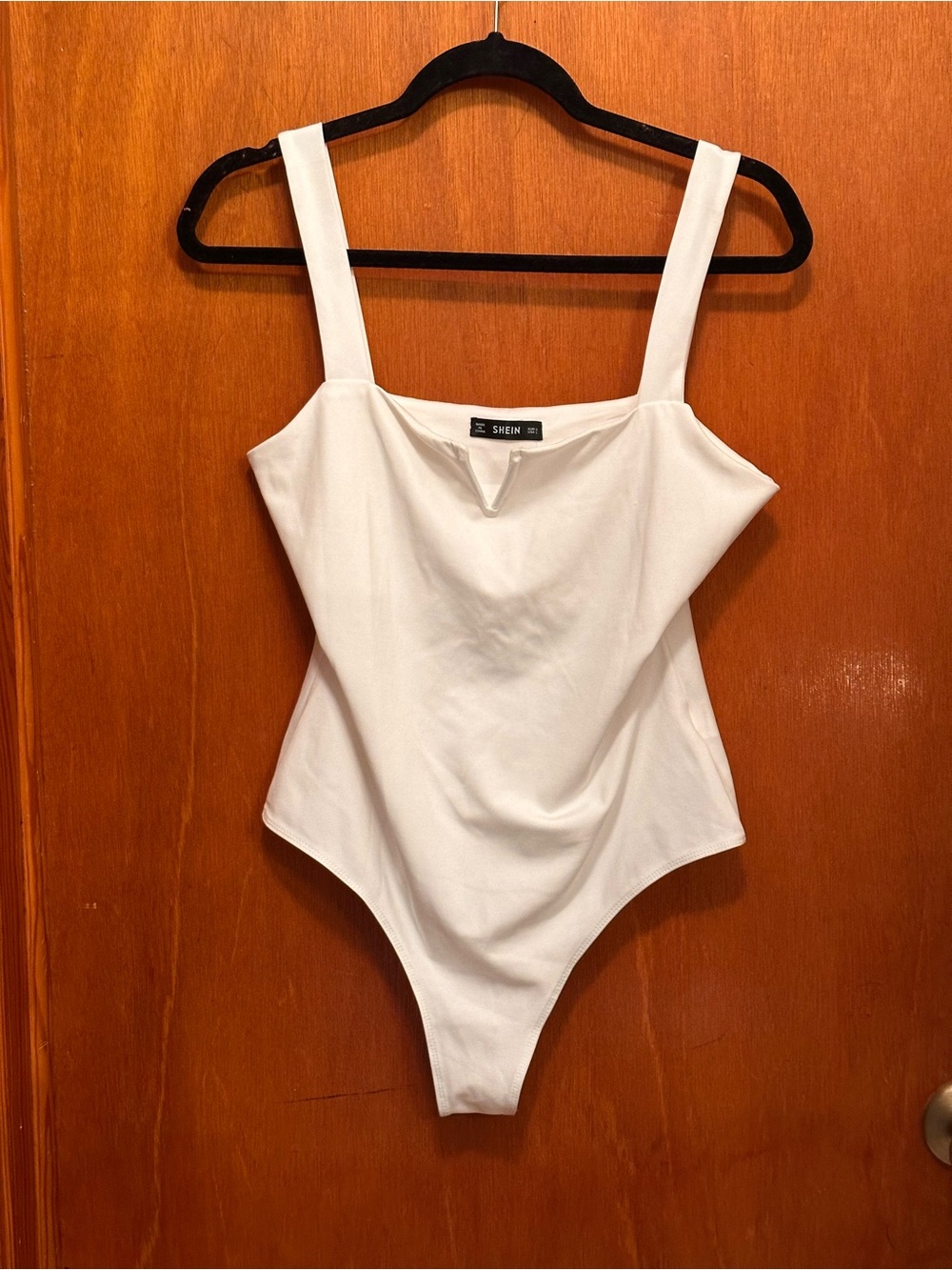 SHEIN White Notched Neck Sleeveless Bodysuit